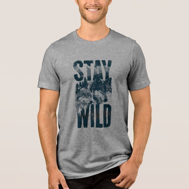 Camisa Stay Wild Wolf Nature Scene Wilderness (Frente)