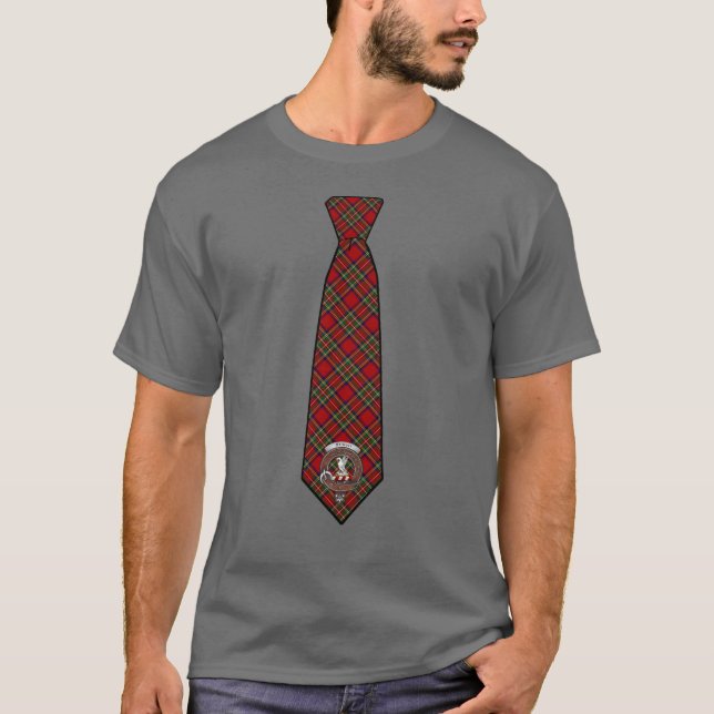 Camisa Stewart Tartan Gravata com Insígnia (Frente)