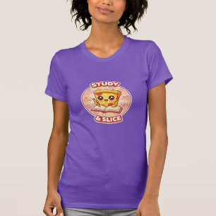 Camisa Study & Slice Pizza – Camiseta Kawaii para