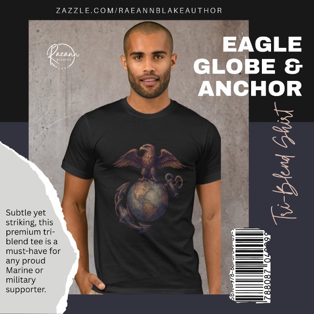 Camisa Subtle Eagle, Globe & Anchor Tri-Blend (Criador carregado)