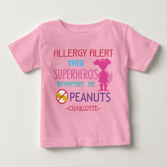 Camisa Superheroína Alerta de Alergia a Amendoim (Frente)