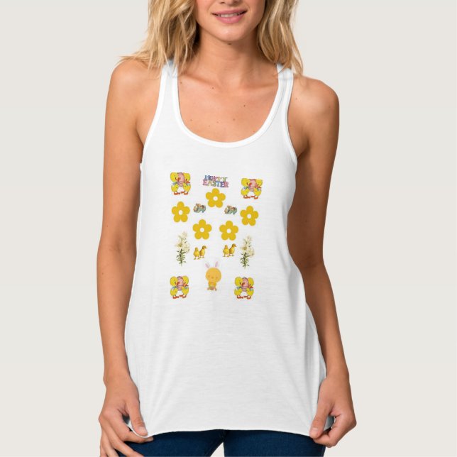 Camisa superior do tanque de páscoa feminino (Frente)