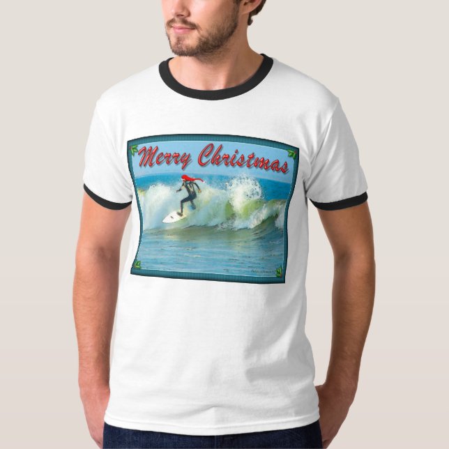 Camisa surfando do Natal do papai noel (Frente)