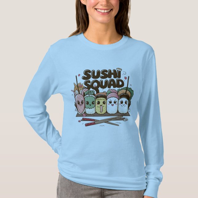 Camisa Sushi Personagens de desenho animados T-Shi (Frente)