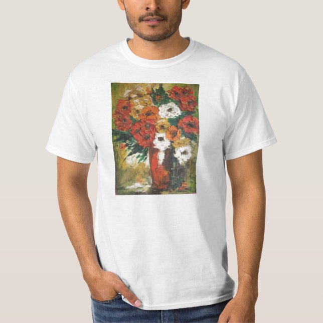 Camisa T Ann Hayes Pintando Flores Vermelhas Mistu (Frente)