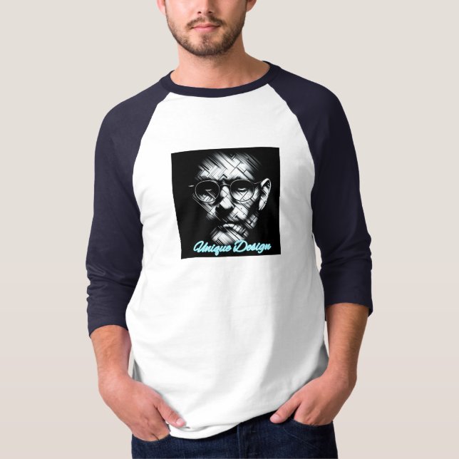 Camisa T básica de 3/4 Capas de Raglan masculina (Frente)