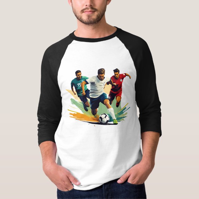 Camisa T básica de 3/4 Capas de Raglan masculina (Frente)
