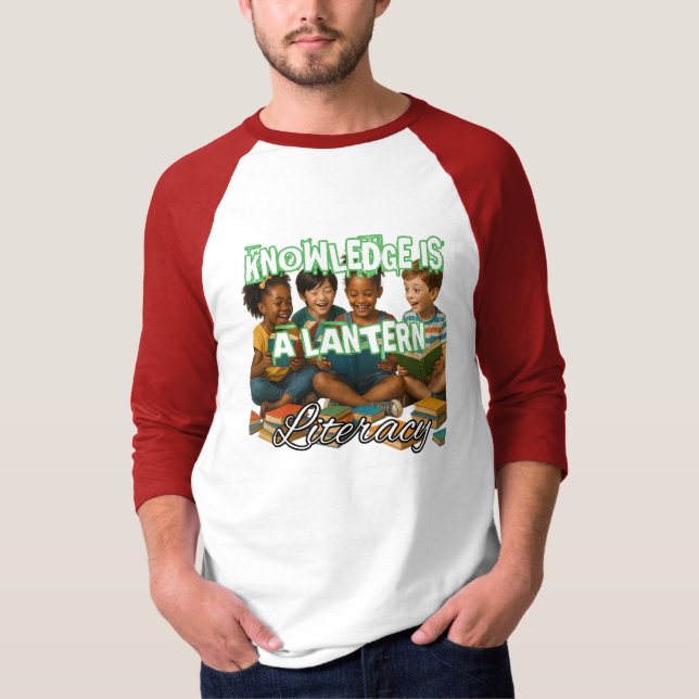 Camisa T básica de 3/4 Capas de Raglan masculina (Frente)