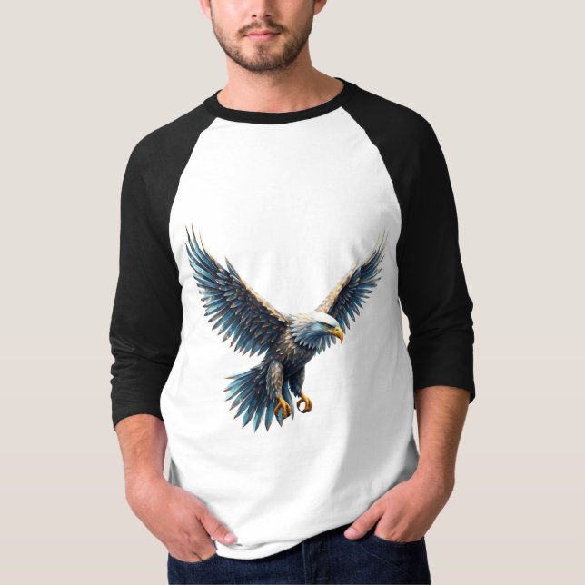Camisa T básica de 3/4 Capas de Raglan masculina (Frente)