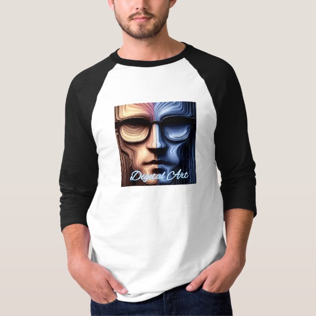 Camisa T básica de 3/4 Capas de Raglan masculina (Frente)