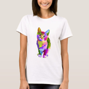 Camisa T Básica do Gatinho Abstrato