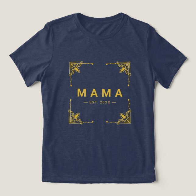 Camisa T-Blend Mama Triplo de Marinho Suave com Es (Design frontal)