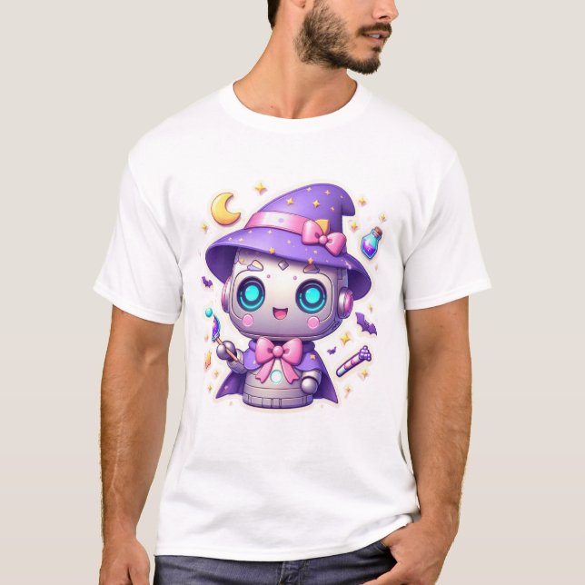 Camisa T-Bruxa-Robô-Kawaii - Teto-Bot Mágico (Frente)