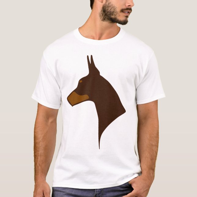 Camisa T - Cabeça Doberman Cortada em Vermelho e F (Frente)