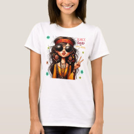 Camisa T-Camisa Para Mulheres E Paz De Hippie Quir