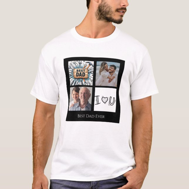 Camisa T-Colagem de Fotos do Melhor Pai (Frente)