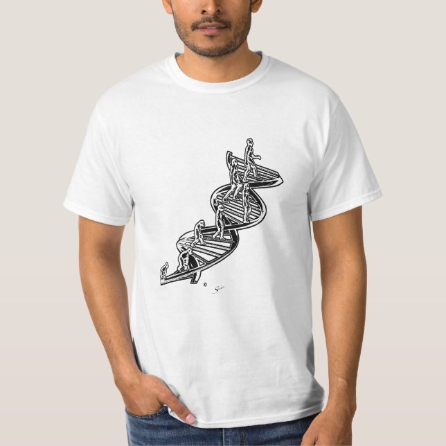 Camisa T com escada de evolução do DNA (Frente)