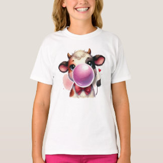 Camisa T com goma de bolha de vaca fofinha