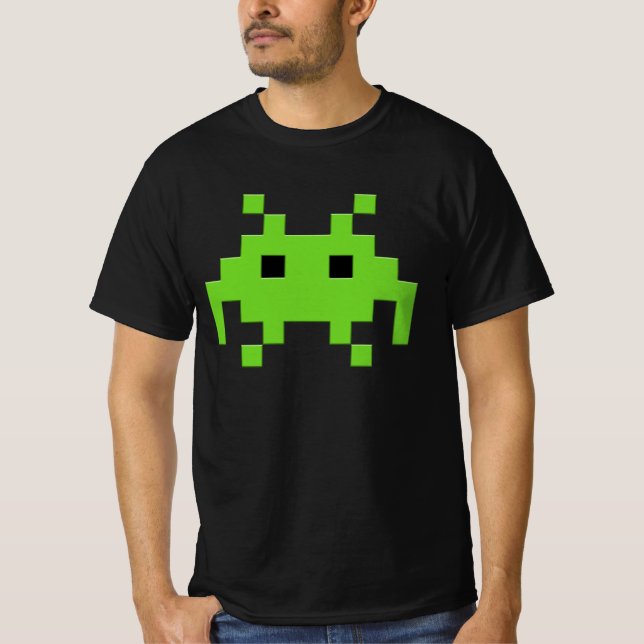 Camisa T da Alienígena de Pixel Retroativa - Jogad (Frente)