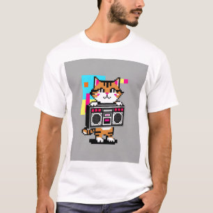 Camisa T Da Caixa De Gato De Retrô Bonito - Presen