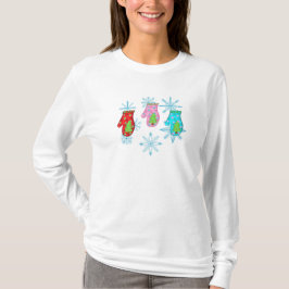 Camisa T da placa de Natal mittens_white Flat Holi