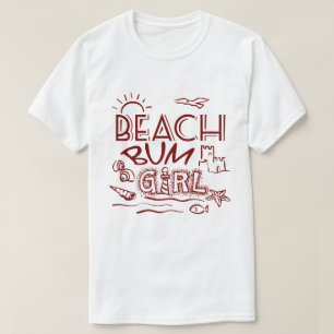 Camisa T da Rapariga de Bum da Praia Retro