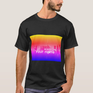 Camisa T da Vista de Cidade Personalizada - Nome P