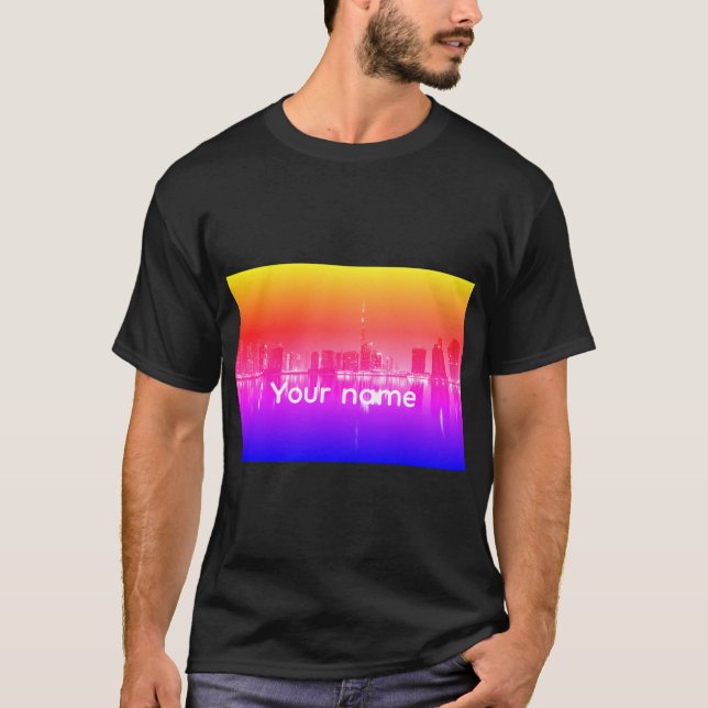 Camisa T da Vista de Cidade Personalizada - Nome P (Frente)