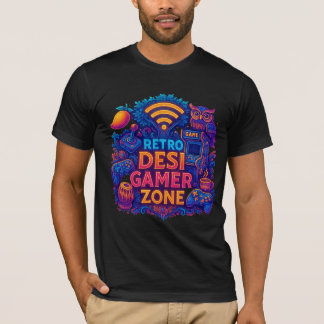 Camisa T da Zona de Jogos Retro Desi - Design de J