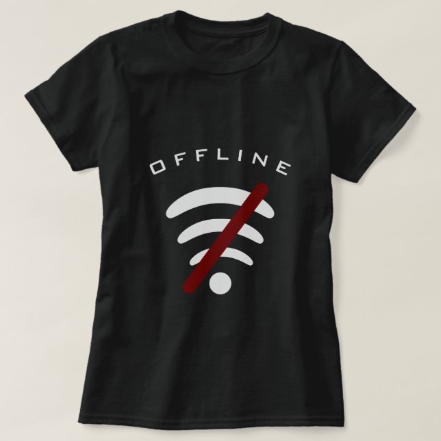 Camisa T da Zona Sem Wi-Fi Offline - Texto Persona (Frente do Design)