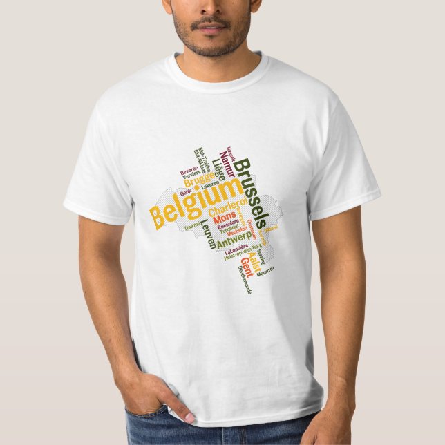 Camisa T das Cidades do Mapa da Bélgica (Frente)