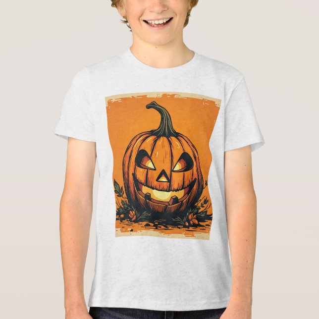 Camisa-T das Crianças de Abóbora de Halloween (Frente)
