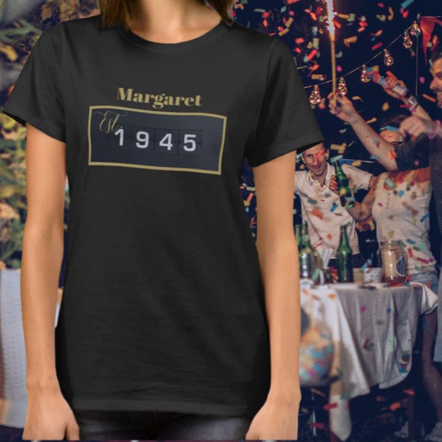 Camisa T de aniversário de 1945 com 80 de nome per (Criador carregado)