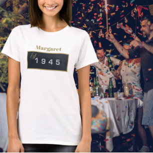 Camisa T de aniversário de 1945 com 80 de nome per