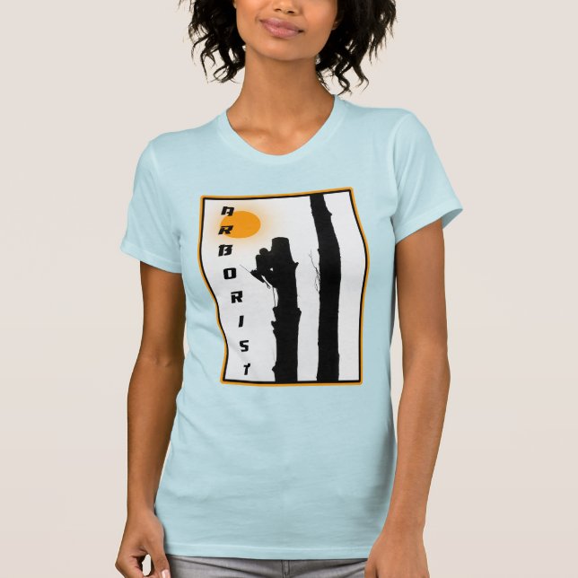 Camisa T de arboristas: escalador de silhueta sola (Frente)