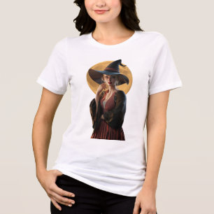 Camisa-T de bruxa e lua cheia