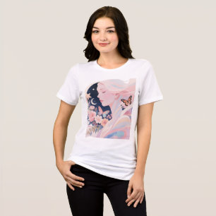 Camisa-T de dupla-blenda feminina