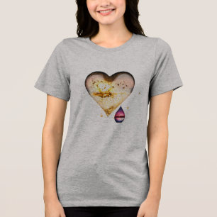 Camisa-T de dupla-blenda feminina