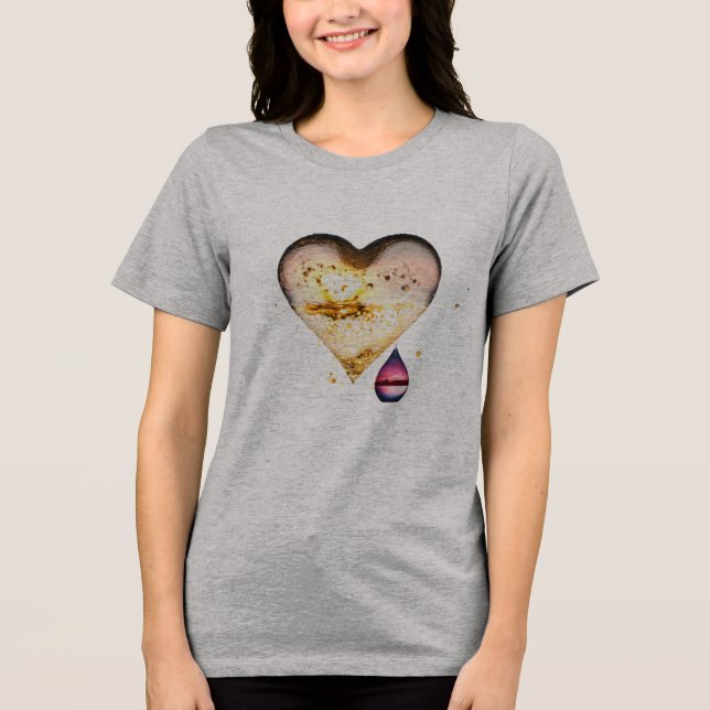 Camisa-T de dupla-blenda feminina (Frente)