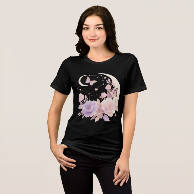 Camisa-T de dupla-blenda feminina (Frente Completa)