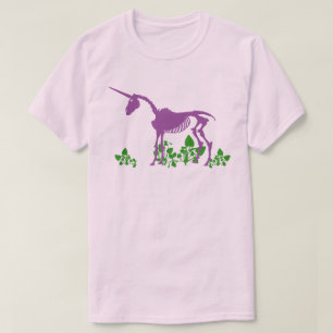 Camisa T de esqueleto de unicórnio roxo
