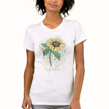 Camisa T de Fé Amarelo de Flor de Aquarela