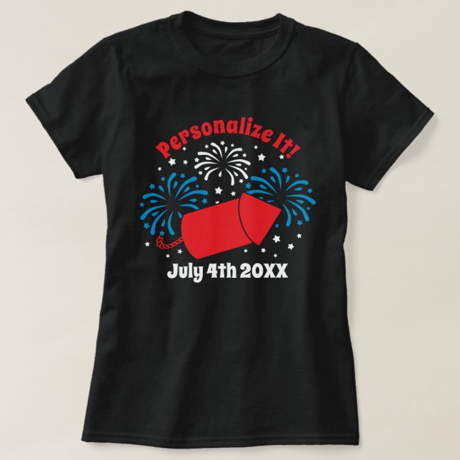 Camisa T de fogos de artifício PERSONALIZADA (Frente do Design)