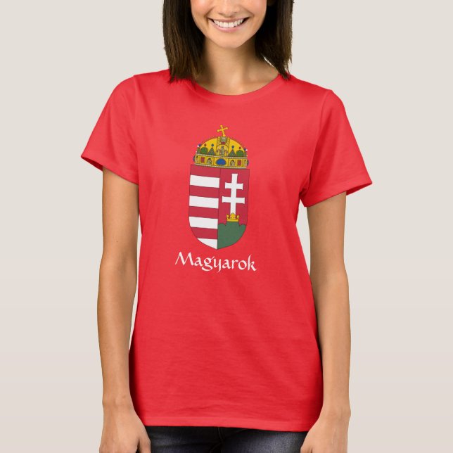 Camisa T de Magyarok, da Hungria, Casaco de Armas  (Frente)