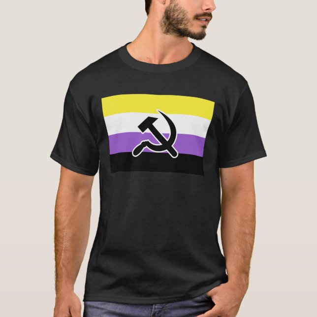 Camisa T de martelo e foice do orgulho não-binário (Frente)
