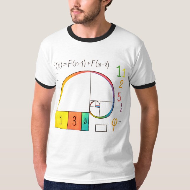 Camisa T de Matemática de Sequência Fibonacci & Ou (Frente)