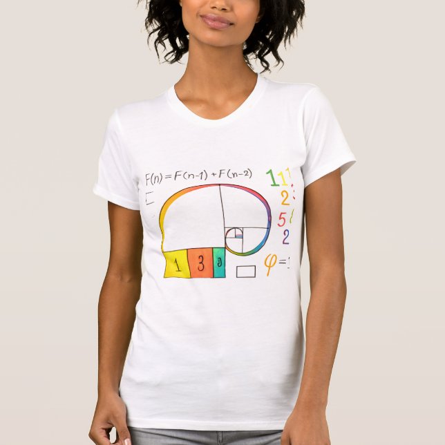 Camisa T de Matemática de Sequência Fibonacci & Ou (Frente)