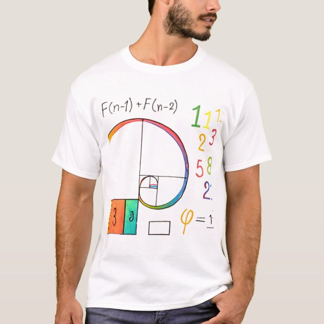Camisa T de Matemática de Sequência Fibonacci & Ou (Frente)