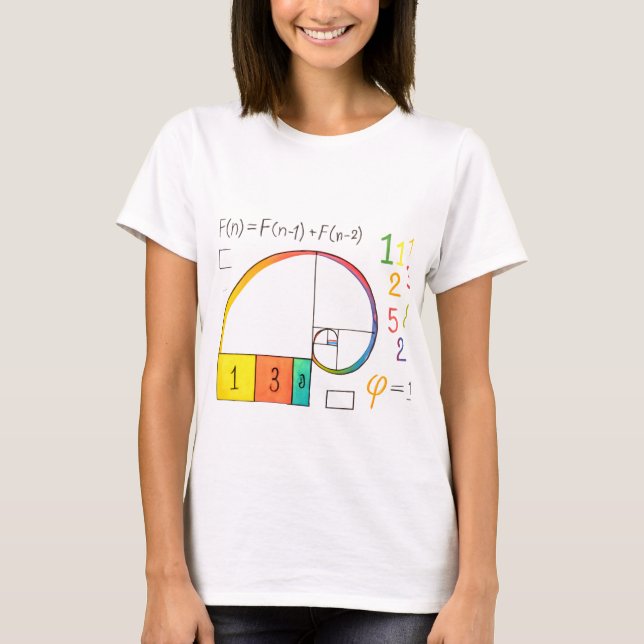 Camisa T de Matemática de Sequência Fibonacci & Ou (Frente)
