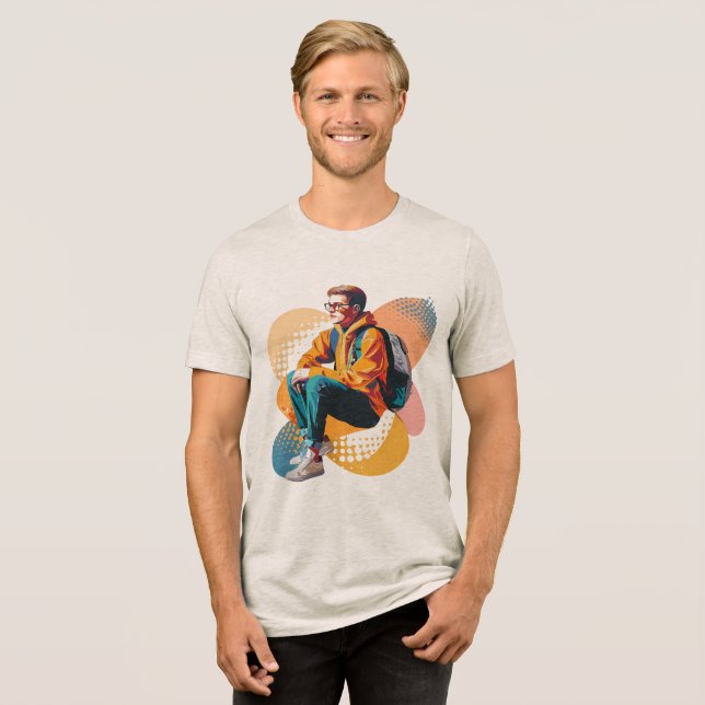 Camisa-T de mistura tripla (Frente Completa)